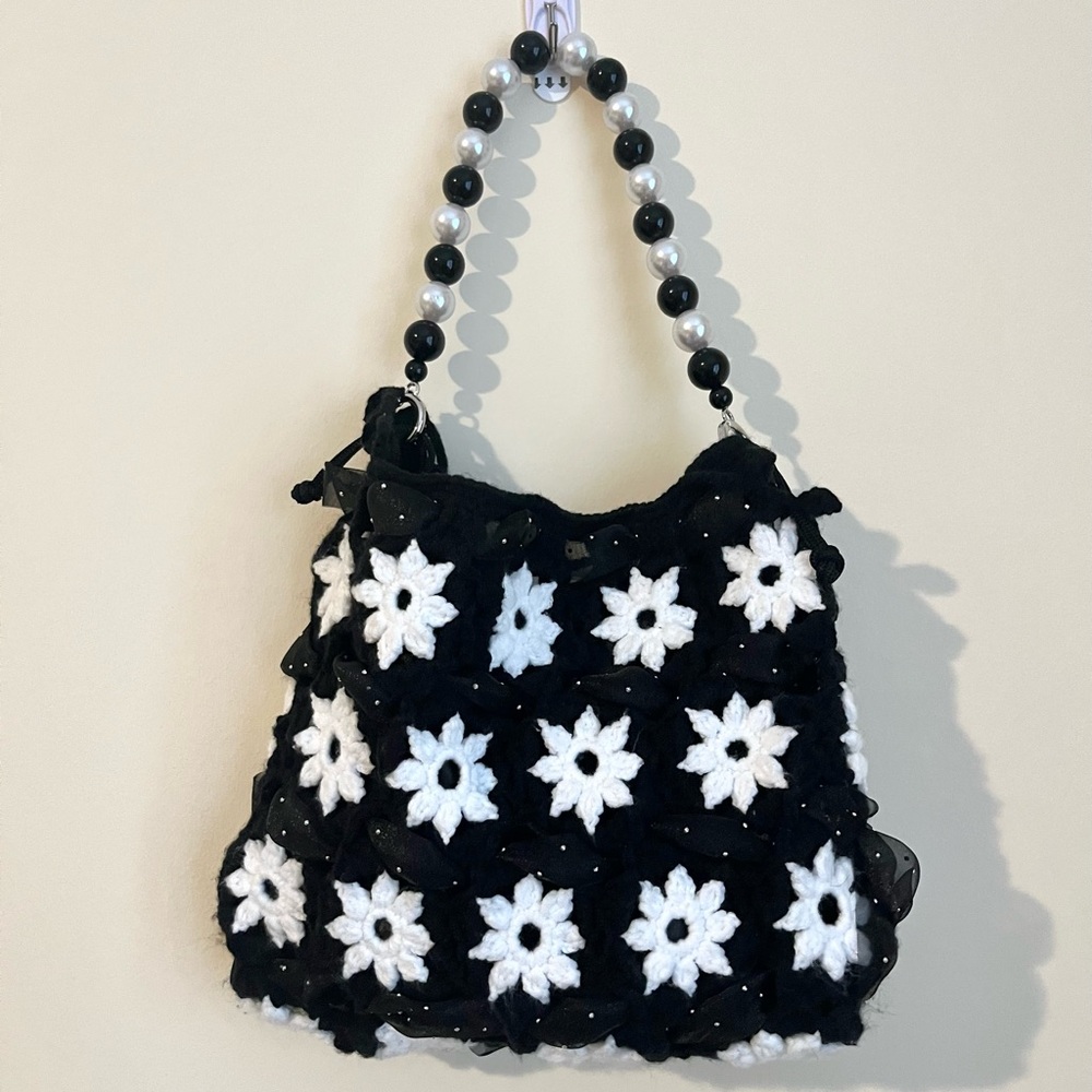 Handmade Crochet shoulder Bag with floral design